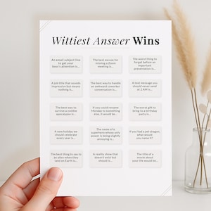 Wittiest Answer Wins Game Printable: Funny Office Party Icebreaker (PDF Download)