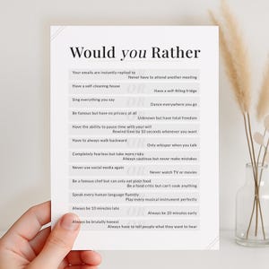 Would You Rather Printable Game: Office Icebreaker, Team Building (PDF Download)