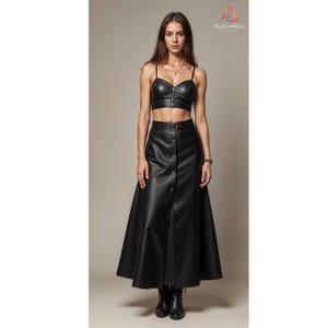 Women Handmade Customized Genuine Black Leather Skirt