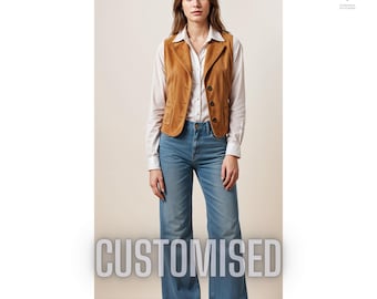 Custom Brown Suede Leather Vest: Handmade Boho Western Style