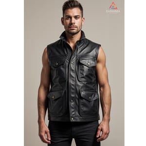 Men Handmade Customized Genuine Black Leather Jacket