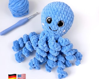 No Sew Easy Octopus Crochet Pattern PDF ENG  - Amigurumi Tutorial for Beginners