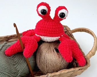 Easy Crochet Crab Pattern PDF English - Low Sew - Plush Yarn Amigurumi Tutorial  - Sea Animals