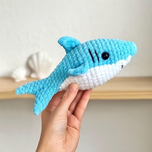 No Sew Shark Crochet Pattern ENG PDF |  Sea Animals Toy | Approx. 16cm (6,3 in)
