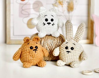 Kawaii Animal Crochet Pattern Bundle: Bear, Bunny, Cat (ENG PDF)