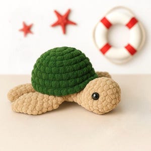 Plush Turtle Crochet Pattern + Video – Amigurumi PDF Tutorial in English – Beginner Friendly