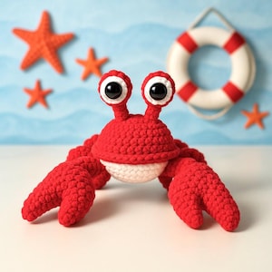Easy Crochet Crab Pattern PDF English - Low Sew - Plush Yarn Amigurumi Tutorial  - Sea Animals
