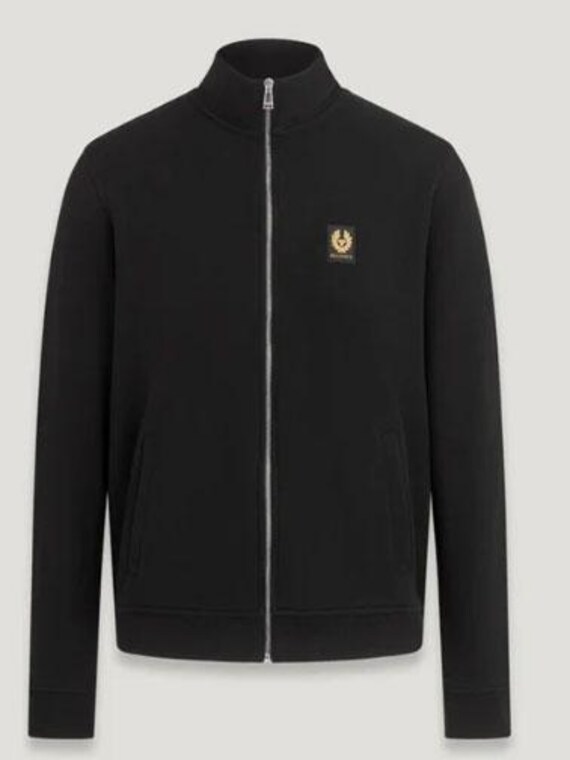 Belstaff Men's Zip-Up Hoodie – Classic Cotton Sweatshirt With Logo Patch