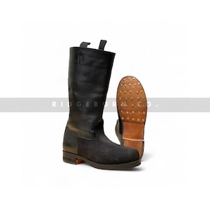 Handmade Black Leather Jackboots: German Military Style Riding Boots