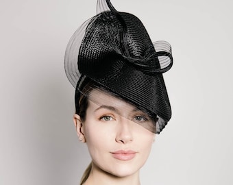 Straw Braid Hat, Millinery With Pleated Crin Twist, Ideal Hat for Derby or Royal Ascot, Mother of the Bride - Misty