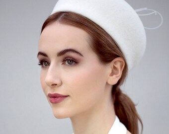 Felt Pillbox Hat, Ladies Beret Style Occasion Wear, Jackie O - Leona