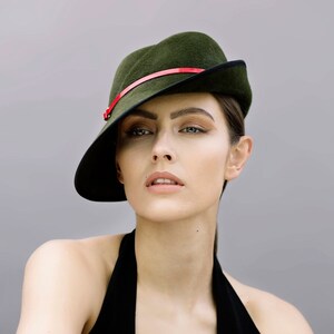 Stylish Felt fedora, Asymmetrical Brim, Elegant Modern Style Hat for Winter - Yara