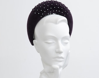 Fascinator Cocktail Halo Headband with Beaded Crystal Veil, Occasion Headpiece, Halo Hatinator, Headband Fascinate - Annona