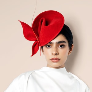 Fascinator Cocktail Hat with Sculpted Felt Leaf, Headpiece, Mini Hat, Ascot Hat - Melissa