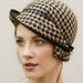 The Charis Felt Cloche Hat, Houndstooth Pattern, Flapper Style. 
