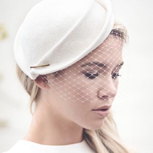 Wedding Birdcage Veil Hat, Custom Made Felt Bridal Cocktail Hat, Brides Percher, Fascinate Morven image 3