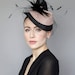 Veiled Hat for The Races, Garden Parties, Wedding Millinery, Headpiece with Feathers - 'Rose Splash'