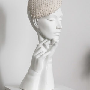 Petit Beaded Hat for Wedding, Felt Hat with Bead Net, Diamanté Wedding Headpiece Fascinate, Bridal Headdress Orana image 3