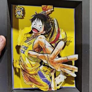 Luffy Lakers Shadowbox / Arte a strati 3D / Decorazione e regalo personalizzati della cultura pop / Scegli qualsiasi personaggio / Modelli multipli disponibili / Cornice 3D