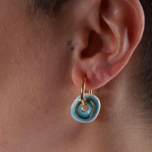 Turquoise Porcelain Earrings,Handmade Ceramic  Blue Earrings,Beach Style Jewelry,minimalist earrings,ceramic,Earrings,ceramic earrings charm