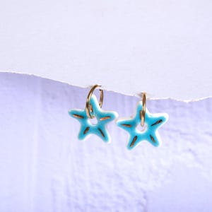 Turquoise Porcelain Earrings,Handmade Ceramic  Blue Earrings,Beach Style Jewelry,minimalist earrings,ceramic,Earrings,ceramic earrings charm