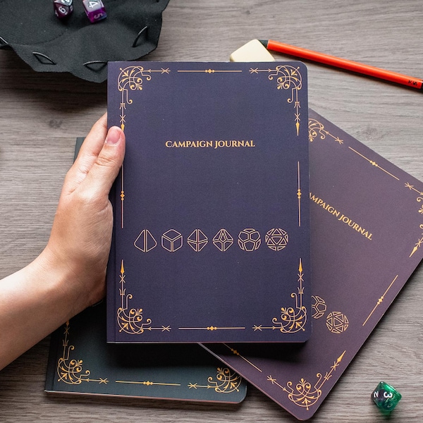 Individuelles Wahlkampf Journal DnD Notizbuch, Fantasy RPG Spieler Tagebuch mit Charakterbögen, 5e Kompatibel