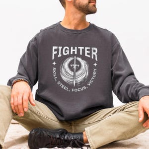 Fighter Sweatshirt, DnD Class Crewneck, Dungeons and Dragons Gift, Fighter Player Gift, Unisex Comfort Colors