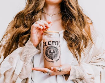 Cleric Sipper Glass, 16oz RPG Coffee Cup, Fantasy Tabletop Accessory