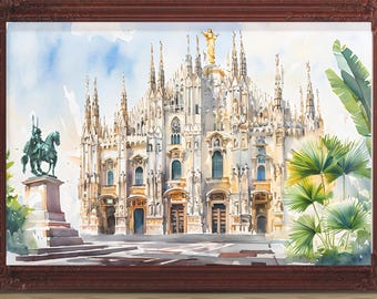 Mailänder Dom Aquarell Druck, Italien Reise Souvenir (Digitaler Download)