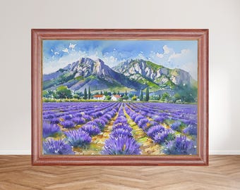 Lavender Field Printable Wall Art, Provence France Countryside Digital Download Print