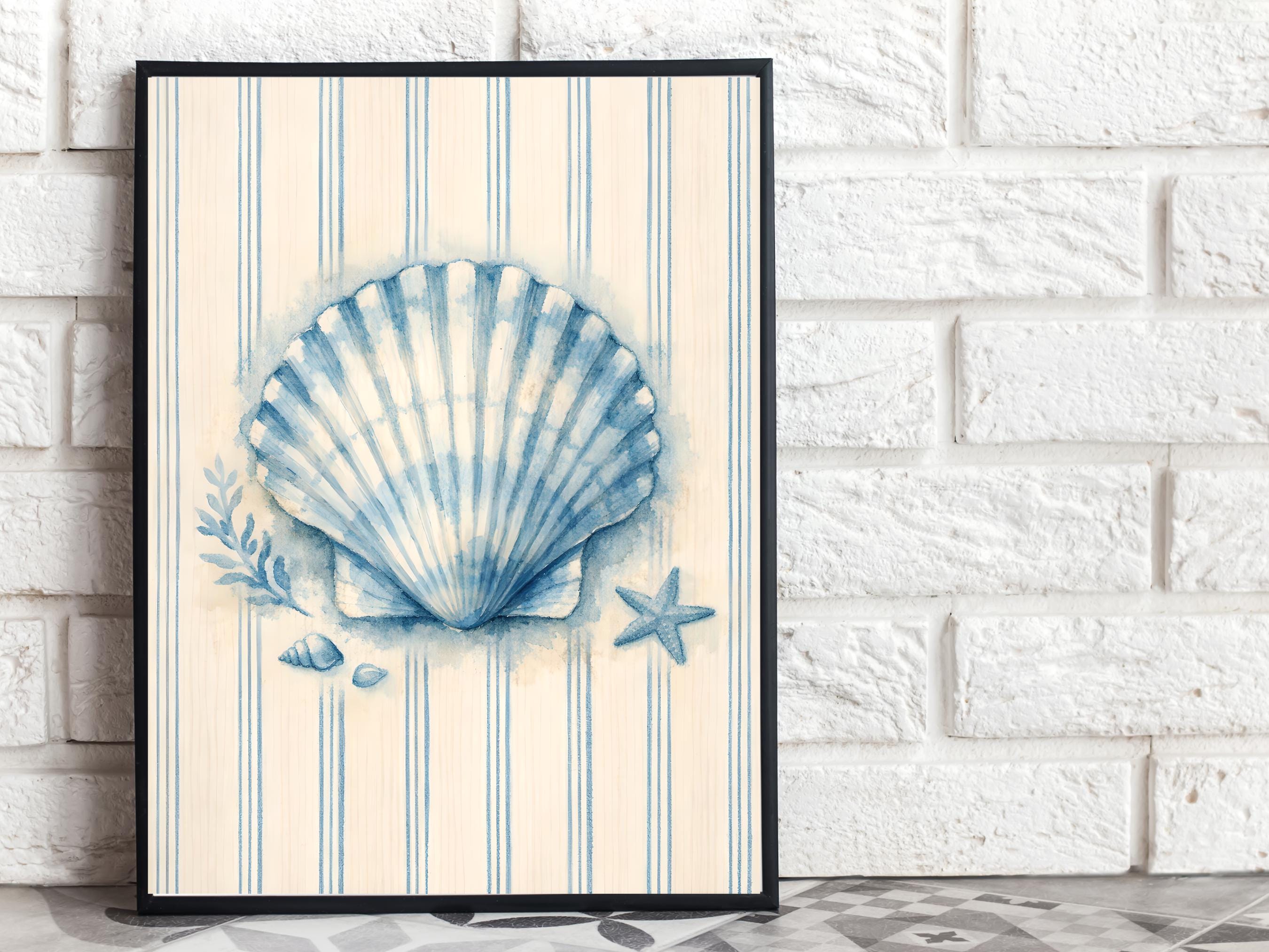 Sea Shell Coastal Wall Art for Beach Cottage Home Decor (digital ...