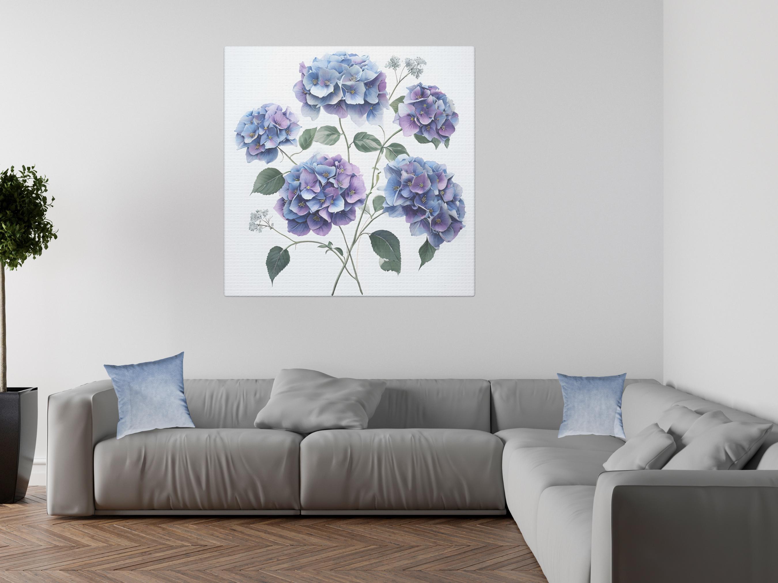 Blue & Purple Hydrangea Canvas Wall Art: Coastal Botanical Home Decor ...