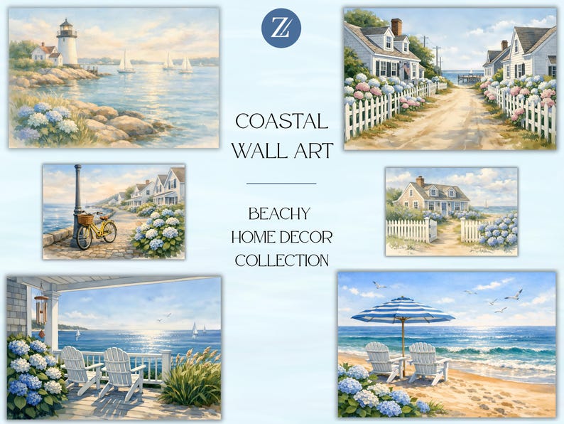 Coastal Lighthouse Canvas Wall Art, New England Nautical Watercolor Print for Home Decor image 11