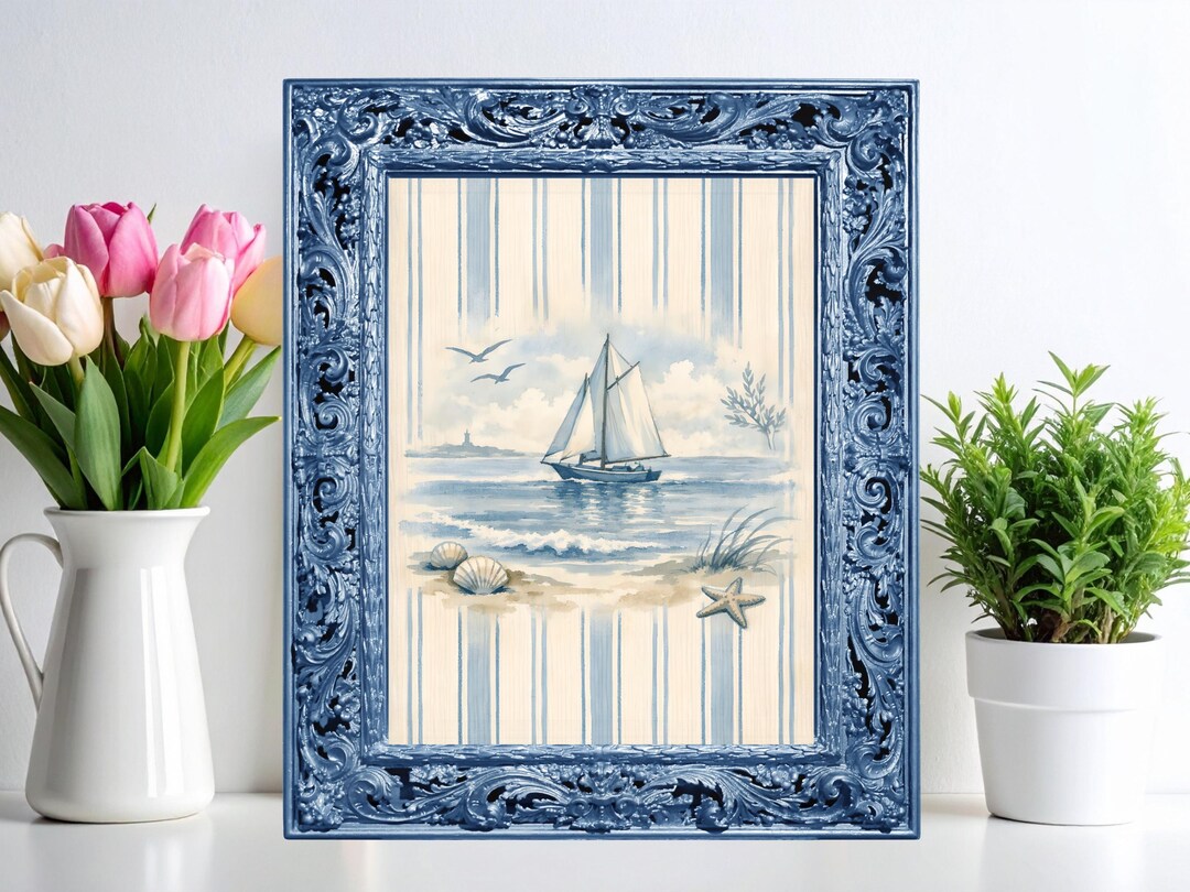 Sailboat Coastal Wall Art for Nautical Beach Cottage Home Decor ...