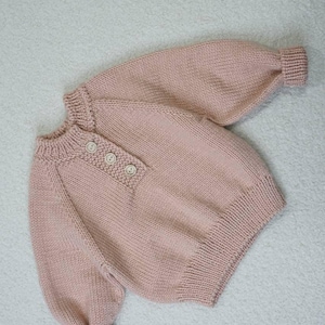 Hand-Knitted Baby Cardigan – Glaze Rose, Size 3–6 Months