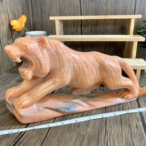 300mm Large Crystal Tiger Carving, Hand Carved Natural Quartz Animal Statue, Crystal Figurine, Healing Crystal Home Decor.SA39