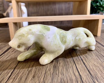 2.6インチの天然ヒョウ柄石彫刻の頭蓋骨、水晶彫刻、頭蓋骨の像 - Etsy