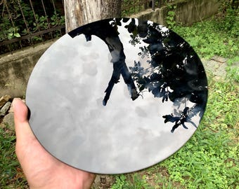 Handcrafted Polished Obsidian Meditation Mirror, Professional Divination Tool, Natural Crystal Mirror Spiritual Practice, Meditation Decor