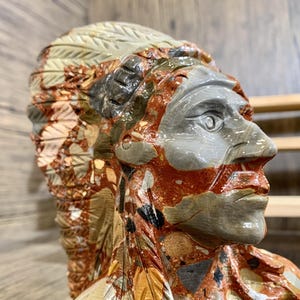 Rare!! 170mm Large Crystal Indian Statue Carving, Hand Carved Natural Colorful Jasper Statue, Crystal Figurine, Healing Crystal Home Decor.