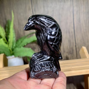 80 mm de corbeaux en obsidienne naturelle, décoration de figurines d&#39;oiseaux en pierres précieuses, décoration d&#39;intérieur d&#39;animaux en cristal curatif, cadeaux en cristal pour amis.