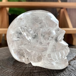 AAAA Clear Quartz Skull Carving, Hand Carved Natural Crystal Skull Statue, Crystal Meditation Figurine, Healing Crystal Home Decor