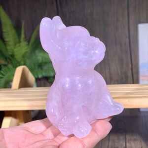 4inches Large Rose Quartz Dog Carving, Natural Pink Crystal Puppy Sculpture, Healing Crystal Animal Home Decor, Crystal Gifts For Friend.