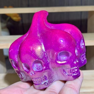 Colorful Plating Crystal Skull Lantern Carving, Hand Carved Crystal Skull Sculpture Home Decor, Healing Crystals Gifts.