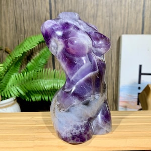 Rare! 120MM Natural Amethyst Female Body Statue, Natural Purple Crystal Model Carving Home Decor, Healing Crystals Figurine Gifts.