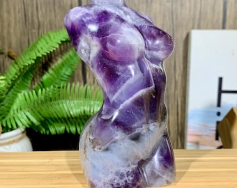 Rare! 120MM Natural Amethyst Female Body Statue, Natural Purple Crystal Model Carving Home Decor, Healing Crystals Figurine Gifts.