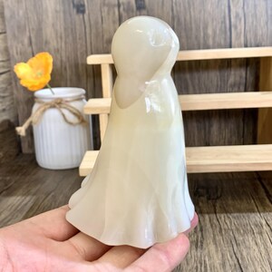 Lovely! 110mm Crystal Sunny Doll Carving, Hand Carved Natural Quartz Ghost Statue, Crystal Animal Figurine, Healing Crystal Home Decor