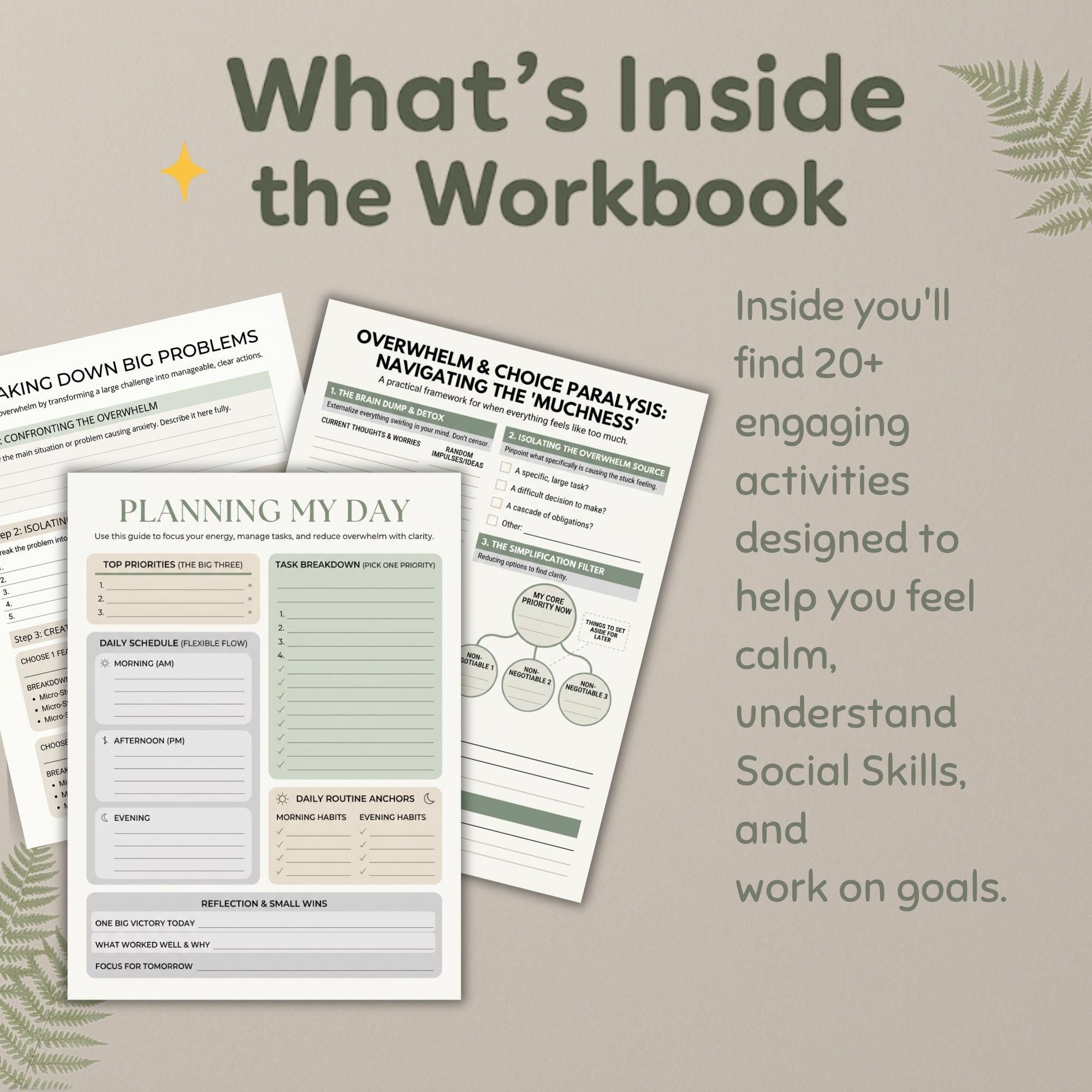 ADHD Planner Printable for Adults Focus Productivity Worksheets Reduce ...