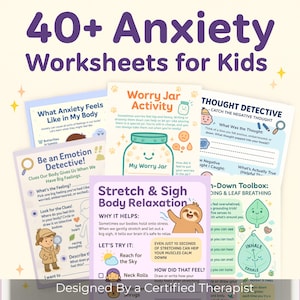 Kids Anxiety Workbook PRINTABLE | 80+ CBT Activities Bundle | Children Worry Relief Coping Skills Ages 5-13 | Digital Download