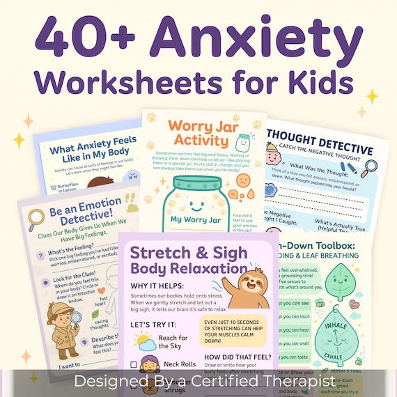 Kids Anxiety Workbook PRINTABLE | 80+ CBT Activities Bundle | Children Worry Relief Coping Skills Ages 5-13 | Digital Download