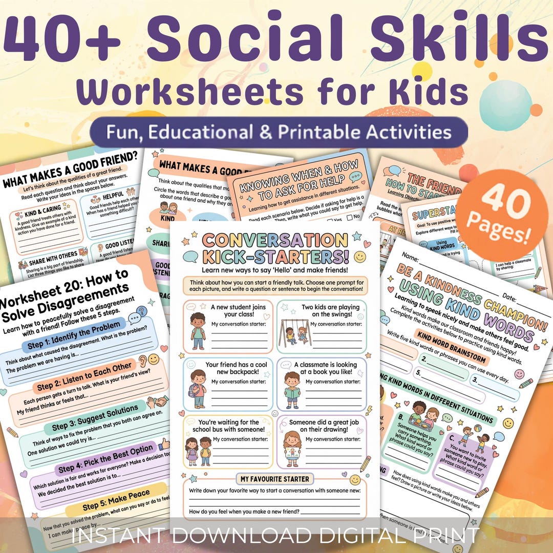 Kids Social Skills Worksheets – SEL Activities for Emotional Learning ...